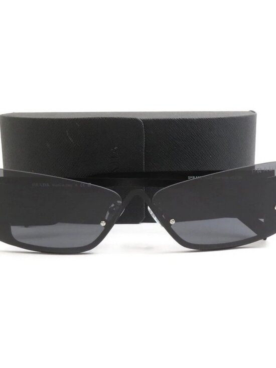 Auth PRADA Sunglasses Black Metal/Plastic main image 7